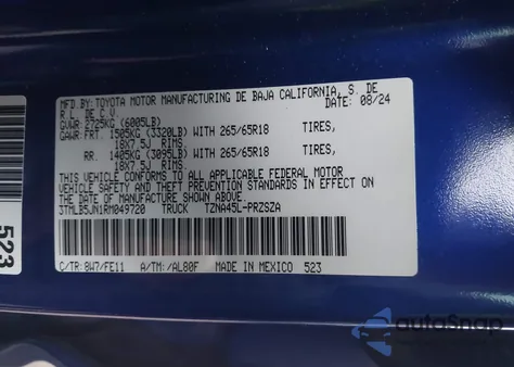 2024 Toyota Tacoma Trd Sport z USA, uszkodzony, nr VIN 3TMLB5JN1RM049720